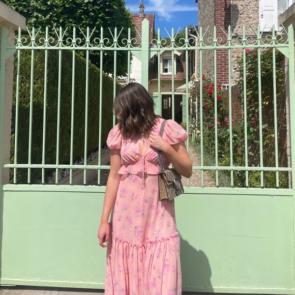 LoveShackFancy X Target Collaboration Pink Melon Floral Midi Dress - Picture 5 of 7